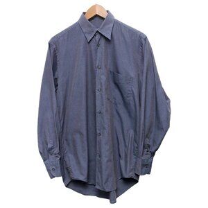 Victor Victoria Button Down Dress Shirt Blue Split Collar Two Tone Office Casual
